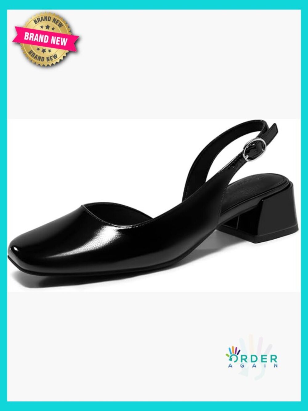Chunky Low Heels D'Orsay Slingback Pumps Closed Square Toe Work Office Dress